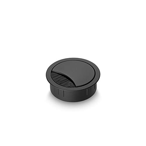 Eisnhauer Kabeldose Edelstahl schwarz lackiert 60 mm, für mehrere Kabel geeignet, Bürstendichtung und Abnehmbarer Deckel, Höhe ca. 21 mm von Eisnhauer