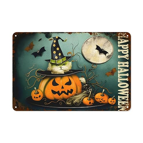 Lustiges Metall-Blechschild "Happy Halloween4", lustiges Halloween-Schild, verwendbar für Wandkunst, Dekoration, 20,3 x 30,5 cm von Eisryrv