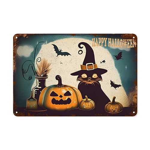 Lustiges Metall-Blechschild "Happy Halloween5", lustiges Halloween-Schild, verwendbar für Wandkunst, Dekoration, 20,3 x 30,5 cm von Eisryrv