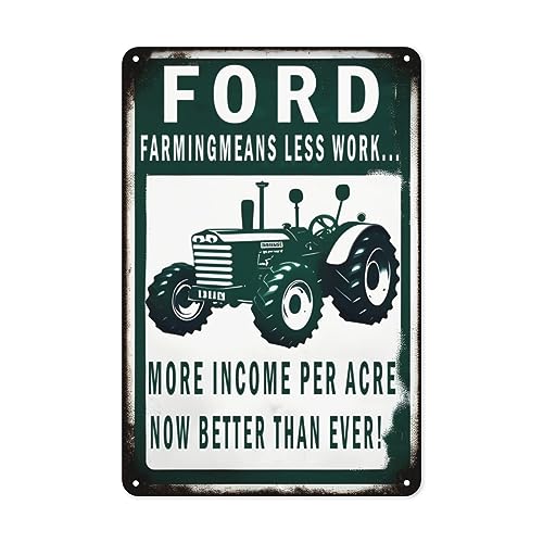 Metall-Blechschild – Traktor-Poster, antiker Traktor, Wanddekoration, schicke Vintage-Kunst für Garage, Man Cave Club, 20,3 x 30,5 cm, Ford Farmingmeans Less Work ... von Eisryrv