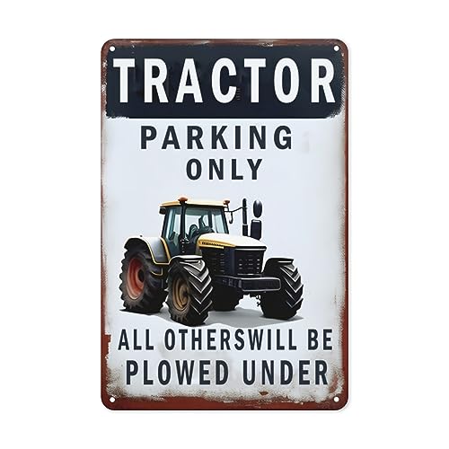 Metall-Blechschild – Traktor-Poster, antiker Traktor, Wanddekoration, schicke Vintage-Kunst für Garage, Man Cave Club, 20,3 x 30,5 cm, Traktor-Parkplatz von Eisryrv