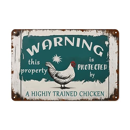 Metall-Blechschild im Retro-Stil, Aufschrift "Warning This Property Is Protected By A Highiy Trained Chicken Chicken Coop Signs For Chicken Coop Funny Outdoor 20,3 x 30,5 cm Durable. Metall-Blechschild im Retro-Stil, Aufschrift "Warning This Property Is Protected By A Highiy Trained Chicken Chicken Coop Signs For Chicken Coop Funny Outdoor 20,3 x 30,5 cm Durable. von Eisryrv