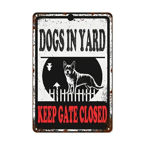 Metall-Blechschild mit Aufschrift "Dogs In Yard Keep Gate Closed Beware Of Dog No Trespassing", geeignet für Hof, 20,3 x 30,5 cm von Eisryrv