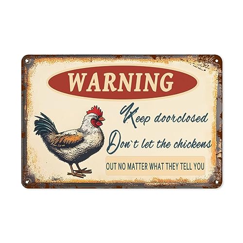 Metall-Blechschild mit Aufschrift "Warning Keep Door Closed Don`t Let The Chickens Out No Matter What They Tell You", Hühnerstallschilder für Hühnerstall, lustig, 20,3 x 30,5 cm, langlebig. Metall-Blechschild mit Aufschrift "Warning Keep Door Closed Don`t Let The Chickens Out No Matter What They Tell You", Hühnerstallschilder für Hühnerstall, lustig, 20,3 x 30,5 cm, langlebig. von Eisryrv