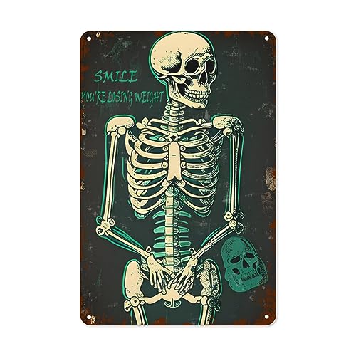 Retro-Metall-Blechschild, Whimsigoth-Heimdekoration, geeignet für Gothic-Raumdekoration, Totenkopf-Dekoration, 20,3 x 30,5 cm, "You are losing weight" von Eisryrv