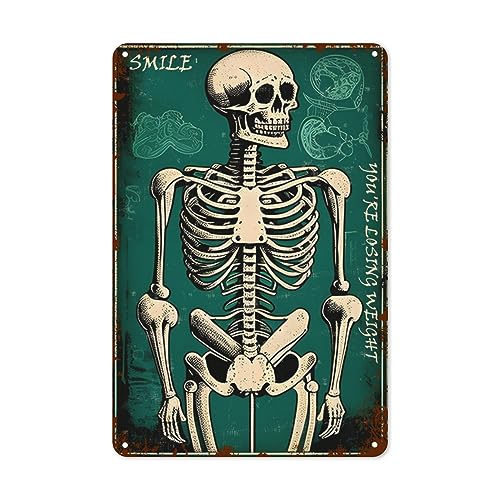Retro-Metall-Blechschild, Whimsigoth-Heimdekoration, geeignet für Gothic-Raumdekoration, Totenkopf-Dekoration, 20,3 x 30,5 cm, "You are losing weight" von Eisryrv