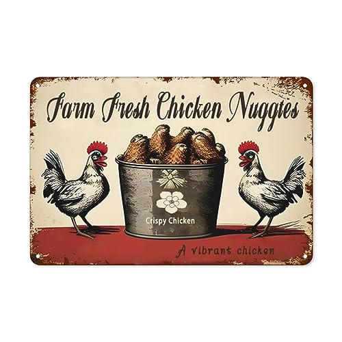 Retro Metall-Blechschild Bauernhof Fresh Chicken Nuggtes Hühnerstall Schilder für Hühnerstall Lustig Outdoor 20,3 x 30,5 cm langlebig Retro Metall-Blechschild Bauernhof Fresh Chicken Nuggtes Hühnerstall Schilder für Hühnerstall Lustig Outdoor 20,3 x 30,5 cm langlebig von Eisryrv