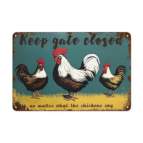 Retro Metall-Blechschild Keep Gate Closed Hühnerstall Schilder für Hühnerstall Lustig Outdoor 20,3 x 30,5 cm langlebig Retro Metall-Blechschild Keep Gate Closed Hühnerstall Schilder für Hühnerstall Lustig Outdoor 20,3 x 30,5 cm langlebig von Eisryrv