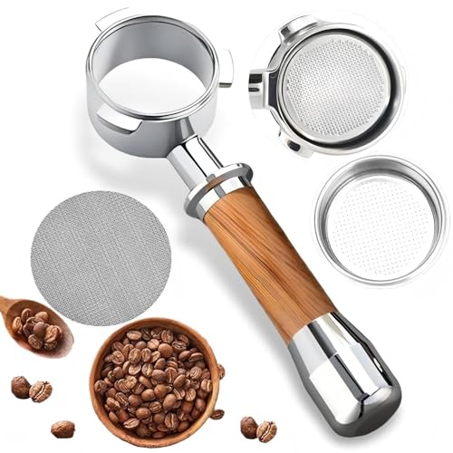 Eitonbu 54 mm Kaffee-Siebträger ohne Boden, kompatibel mit Breville Barista Bes 870/878/880/876/840/810/500/450 Ersatzteil-Siebträger ohne Boden (Walnuss) von Eitonbu
