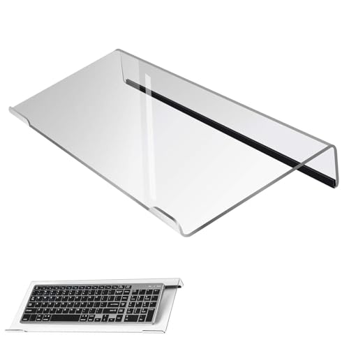 Eitonbu Computertastatur-Ständer, Acryl-Tastaturablage mit Gummistreifen, Acryl-Erhöhung (Halterung) für einfaches ergonomisches Tippen und Arbeiten zu Hause und im Büro, transparent von Eitonbu