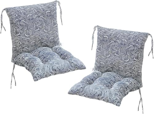 Eivdru 40X80cm 2 Stück Stuhlkissen mit Rückenteil Sitz, Niedriglehner Auflage Polsterauflage Gartenstuhl, Rückenkissen mit Bänder, Polsterauflage Auflage für Stühle/Bänke in Haus und Garten Sitzkisse von Eivdru