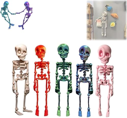 Skelett-Kühlschrankmagnete, 3D-gedruckte lustige Skelett-Kühlschrankmagnete, bewegliche Totenkopf-Kühlschrankmagnete mit beweglichen Gelenken, Totenkopf-Magnetdekoration für Halloween-Kühlschrank Skelett-Kühlschrankmagnete, 3D-gedruckte lustige Skelett-Kühlschrankmagnete, bewegliche Totenkopf-Kühlschrankmagnete mit beweglichen Gelenken, Totenkopf-Magnetdekoration für Halloween-Kühlschrank von Eivdru