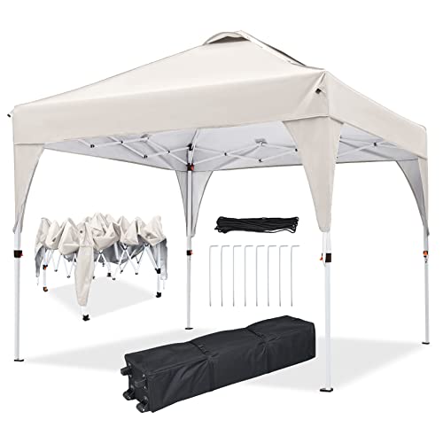 Ej.Victor Pavillon Faltbar 2.5x2.5m wasserdicht Faltpavillon Gartenzelt Partyzelt Pop-Up Klicksystem UV-Schutz 50+ Metall-Verstrebungen, atmungsaktivem Dach inkl. Rolltasche, Khaki von Ej.Victor