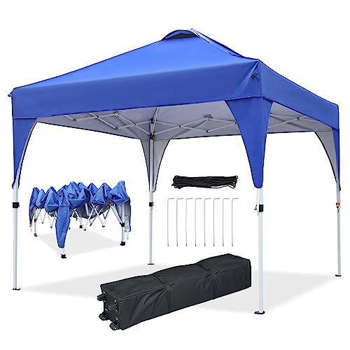 Ej.Victor Pavillon Faltbar 3 x 3 m wasserdicht Faltpavillon Gartenzelt Partyzelt Pop-Up Klicksystem UV-Schutz 50+ Metall-Verstrebungen, atmungsaktivem Dach inkl. Rolltasche, Blau von Ej.Victor