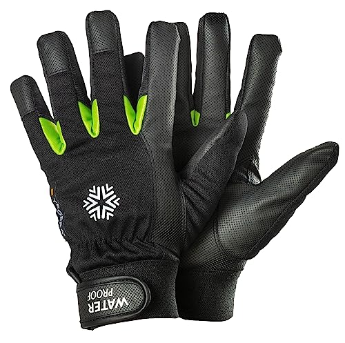 Tegera 517 Wasserdichter Handschuh aus Synthetikleder, Wasserdicht, Wärmendes Futter Größe 8, schwarz/grün, (1 paar) von Tegera