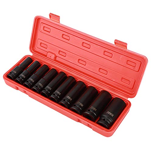 1/2 Zoll 10 Stück Schlagschrauber Nüsse Set, Chrom-Vanadium-Stahl Impact Socket Set Kraft Nuss Steckschlüssel Schlagnüsse Mit Werkzeugkasten 10 12 13 14 15 17 19 21 22 24mm von Ejoyous