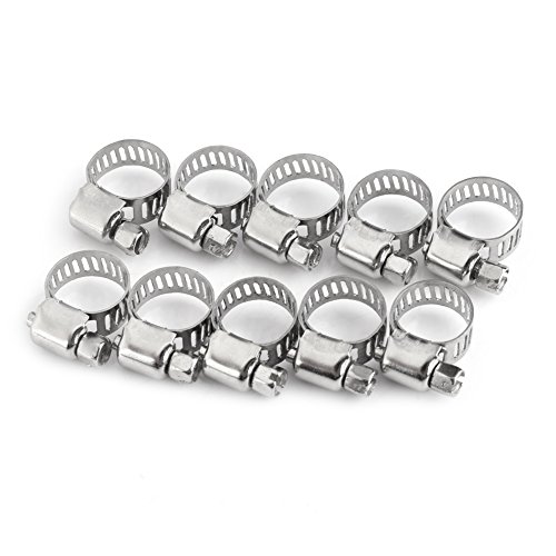 10 Stück Edelstahl Schlauchschelle Verstellbare Clips, Schlauchschelle Schraube Schlauchschelle Befestigungsschraube Schellen Metallschlauchschellen für Schwimmbad, Hausgas, Autos(8-12mm) von Ejoyous