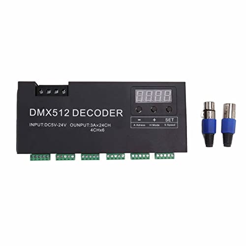 24 Kanal DMX Decoder, DMX512 Decoder RGB LED Controller 60A PWM DMX512 Dimmertreiber für RGB LED Streifen, DC 5V-24V High Power Flicker e Smoother Dimming DMX Signal Indicator 24 Kanal DMX Decoder, DMX512 Decoder RGB LED Controller 60A PWM DMX512 Dimmertreiber für RGB LED Streifen, DC 5V-24V High Power Flicker e Smoother Dimming DMX Signal Indicator von Ejoyous