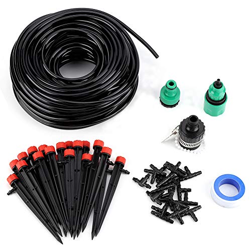 25m Garten Bewässerungssystem, Garten Bewässerung Kit Bewässerungssets Tropfchenbewässerung Gartenbewässerung DIY Automatisches Rohr und Düsen für Landschaft Flower Bed Terrasse Pflanzen von Ejoyous