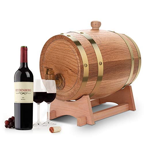 3L Weinfass aus Eiche, Eichenfass Holzfass Aufbewahrung Vintage Wood Eiche Holz Weinfass Spender mit Holz-Halterung für Whisky Bourbon Tequila 3L Weinfass aus Eiche, Eichenfass Holzfass Aufbewahrung Vintage Wood Eiche Holz Weinfass Spender mit Holz-Halterung für Whisky Bourbon Tequila von Ejoyous