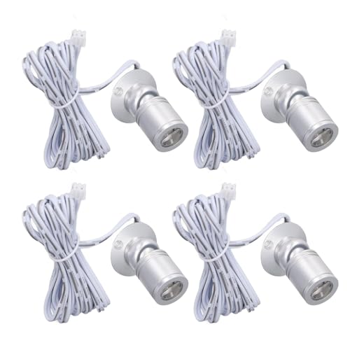 4 Stück Mini Scheinwerfer, 5V Mini Spot Lights LED Spotlight Dimmbar USB Spotleuchte für Schmuckvitrine Veranda Eingangsbereich (Warmes Licht) von Ejoyous