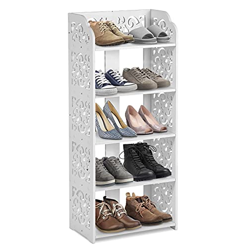 Ejoyous 5 Lagiger Schuhregal, Weißes Schuhregal mit geschnitztem Hohler Schuhschrank Multifunktionales Haushaltsschuhregal Platz Sparen, Für Wohnzimmer Badezimmer Veranda Eingang von Ejoyous