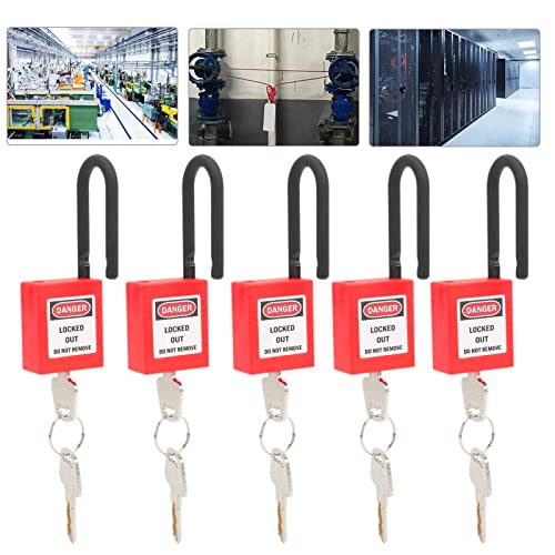 5 Sätze Lockout Schloss, Lockout Vorhängeschloss Lockout Tagout Schlösser Sicherheitsschloss Nylon Sicherheitsvorhängeschloss 38 mm (Rot) von Ejoyous