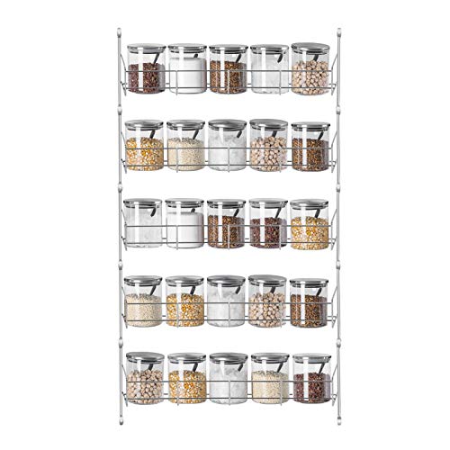 Ejoyous Gewürzregal Wand, Spice Rack Wall Gewürzständer montiertes hängend aus Metall 5-stufiges Gewürzlagerregal Wandhalterung für küchenschrank Belastung 25 kg von Ejoyous