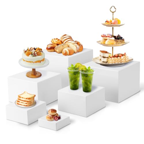 6 Stück Tortenständer, Cake Stand Kuchenständer Hochzeit Buffet Ständer Wiederverwendbar Cube Ständer für Hochzeiten Geburtstag Partys Cupcake (White) von Ejoyous