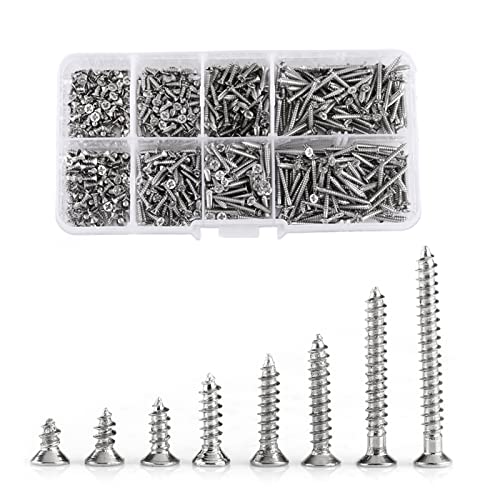 800 Stk Selbstschneidend Schrauben Set, Bohrschrauben M2 Edelstahl Schnellbauschrauben Selbstbohrende Flachkopf Kreuzschlitzschrauben Trockenbauschrauben mit Aufbewahrungsbox von Ejoyous
