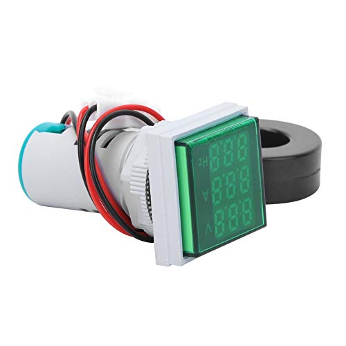 AC Strom Spannungsprüfer, LED Voltmeter mit Stromanzeige Frequenzanzeige Digitale Anzeigelampe Strommessgerät Dual Display Spannung Tester Amperemeter (Grün) von Ejoyous