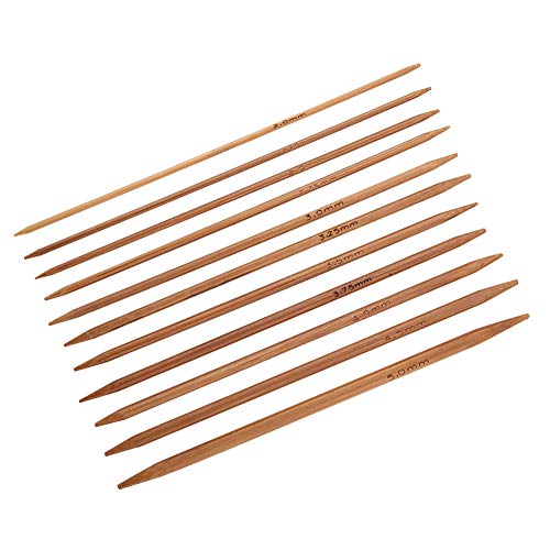 Bambus Stricknadeln Set 11 Stück, Doppelspitzig Handarbeit Stricknadeln Handarbeit Knitting Needles Crochet Hooks Stricknadel Set Bambusnadeln, für Anfänger und Profis Socken Hands von Ejoyous
