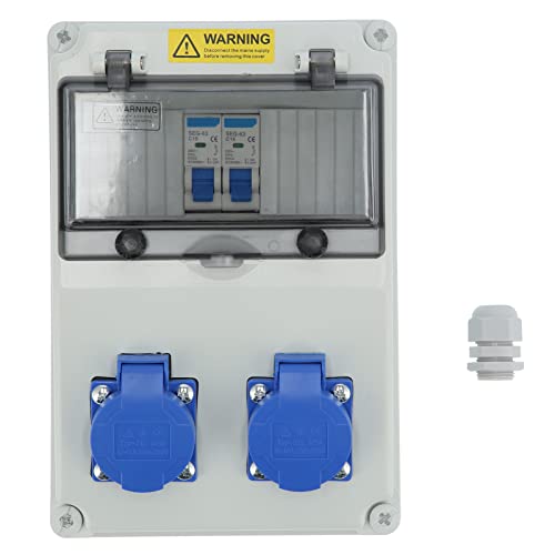 Baustromverteiler Wandverteiler, 220-250V Stromverteiler Wasserdicht Einspeisesteckdose Aufputz Steckdosenverteiler Feuchtraumverteiler, für Werkstatt Garage Innen- und Außenräume (EU-Stecker) von Ejoyous