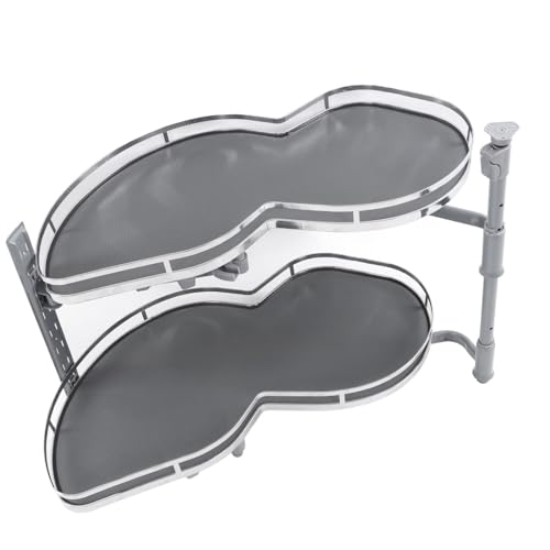 Blind Corner Pull Out Cabinet Organizer Soft Close 2 Tier Swing Tray 91,4 cm, Eckschrank Susan für Eckschrank, Blindregal, 2 Ebenen, höhenverstellbar 600–750 mm (Offen gelassen) von Ejoyous