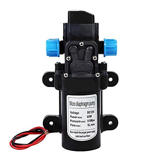 DC 12V Selbstansaugend Wasserpumpe, Membranpumpe Druckwasserpumpe Micro Diaphragm Pump Hochdruckwasserpumpe mit Druckschalter, für Camping Wohnmobil Boot Gartensprinklern 60W von Ejoyous