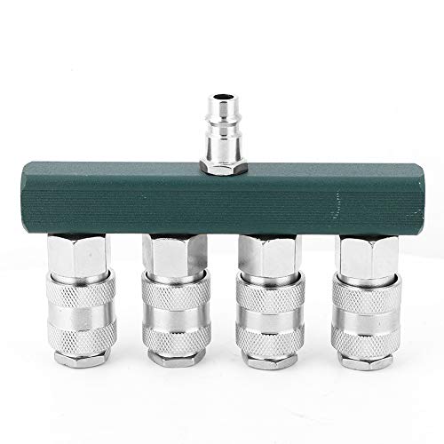 Druckluftverteiler 1/4 Zoll 4fach, Verteiler Druckluft Schnellkupplung Wandanschluss Messing Druckluftkupplung Druckluftweiche mit 4 Druckluftkupplungen Luftschlauch Schnellkupp von Ejoyous