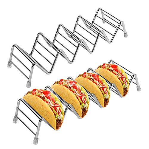 Edelstahl Taco Halter 4/5 Taco, Taco Halter Ständer Tortilla-Rack-Utensilien zum Servieren von Weichen und Harten Food Truck Style Tacos für Grill & Backofen -Spülmaschinenfest Taco-Halter von Ejoyous