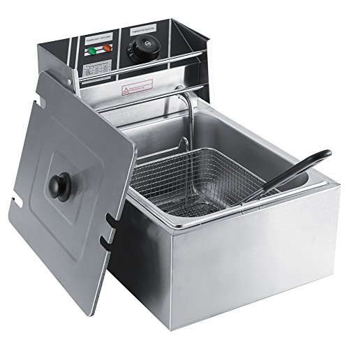 Edelstahlfritteuse, Fritteuse Mit öL, Edelstahl Fritteuse, 6L Edelstahl-Elektrofritteuse mit Korb für den Gewerblichen und Privaten Gebrauch 220-240V EU Stecker von Ejoyous