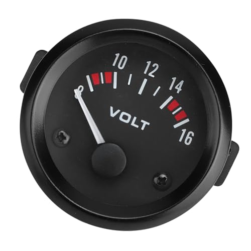 Ejoyous 12-V-Voltmeter-Spannungsmesser-Messgerät, Auto Universal Voltmeter 52 Mm/2in Schwarzes Zifferblatt 8-16 V für Direkten Austausch, Hochwertige Aluminiumlegierung, Breiter Anwendungsbereich von Ejoyous