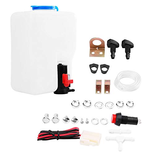 Ejoyous 12V Scheibenwaschanlage mit Pumpe, Universal Waschwasserbehälter Scheibenwaschpumpe Waschmaschine für Oldtimer Boote und Marine Poweka von Ejoyous
