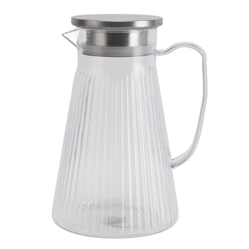 Ejoyous 1500 ml Glaskrug Wasserkaraffe Karaffe Glaskaraffe mit Deckel Getränkekaraffe Wasserkrug für Limonadenmilcheis Kalt oder heiße Getränke (Stil 1) von Ejoyous