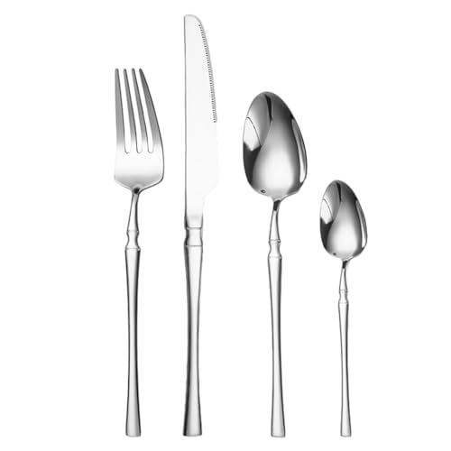 Ejoyous 24-teiliger Edelstahl-Utensilien Set, Gabeln Spoons Silberwaren Set für 4 Spiegel Polished Table Ware Fleware Kit für die Heimküche (24pcs gesetzt) von Ejoyous