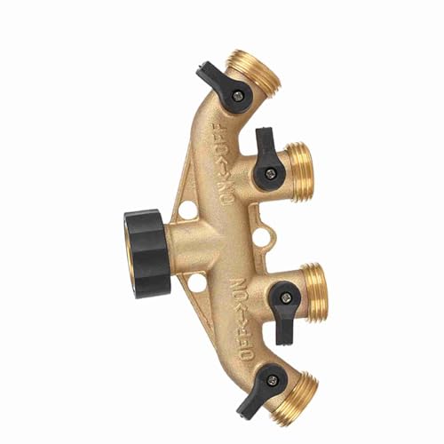 Ejoyous 4 -Wege -Messingschlauch Splitter Düsen Switcher für Gartenbewässerungssystem mit Einfacher Kontrolle Individual Onoff & Universal 34 Fit Konvertiert Single TIPP in 4 Outlets (Europäischer von Ejoyous