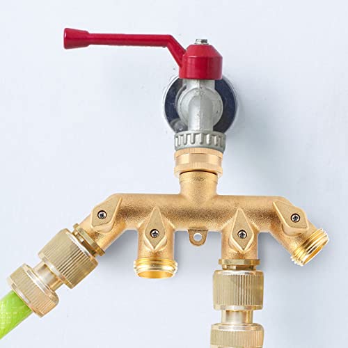 Ejoyous 4-Wege-Schlauchsplitter, Premium-Gartenballventilverbinder für Messinggarten für Einfache Kontrolle, Robustes Design mit Vielseitigem Gebrauch von Ejoyous