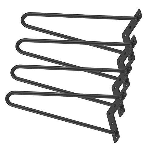 Ejoyous 4er Set Tischbeine Möbelfüße, Schwarz Metall Hairpin Tischgestell Haarnadel Haarnadelbeine Möbelbein Tischkufen mit 6 Schraubenlöchern für Schrank Kleiderschrank TV-Schränke 30 cm von Ejoyous