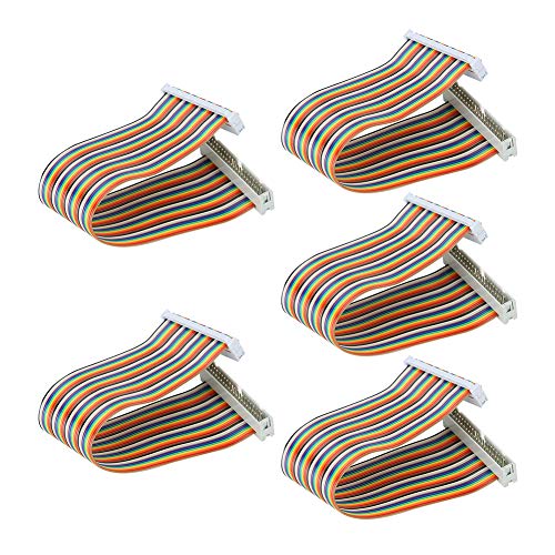 Ejoyous 5 Stück GPIO Flachband Ribbon Kabel, 40 Pins Flexibles Flachbandkabel Rainbow Female GPIO Adapterkabel Extension Männlich Weiblich für Flachban 20cm von Ejoyous