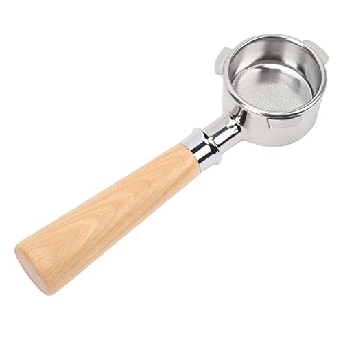 Ejoyous 54 Mm Bodenloser Siebträger, Ersatz für den Handgehaltenen Nackten Siebträger aus Edelstahl für die Kaffeemaschine 8 Series, ohne Filterkorb (Typ A2 Buchenholz) von Ejoyous