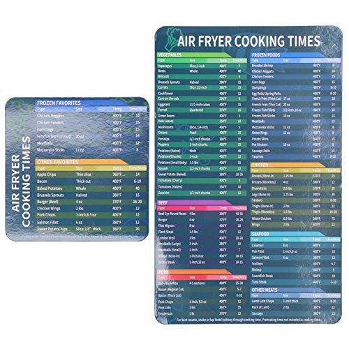 Air Fryer Cooking Times Chart, Air Fryer Magnet Spickzettel Magnetblatt Kurzanleitung zum Kochen und Braten von Ejoyous