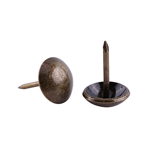 Ejoyous Antike Rund-Kopf Nägel, 100 Stück Runder Polster Nägel Metall DIY Dekorative Möbel Ziernägel Messing Bronze Tack Stud, für Sofa Stuhl Bett Tür und Andere Möbel(12 * 17mm) von Ejoyous