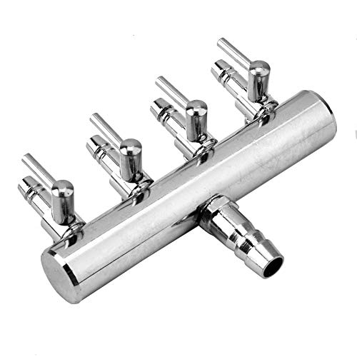 Aquarium Luftverteiler, Aquarium Schlauch Splitter Edelstahl Aquarium Metall Luftabsperrhahn Luftleitungs Splitter, für 4/8mm Schlauch Luftpumpe (8 bis 4 mm Vierloch-Splitterkopf) von Ejoyous
